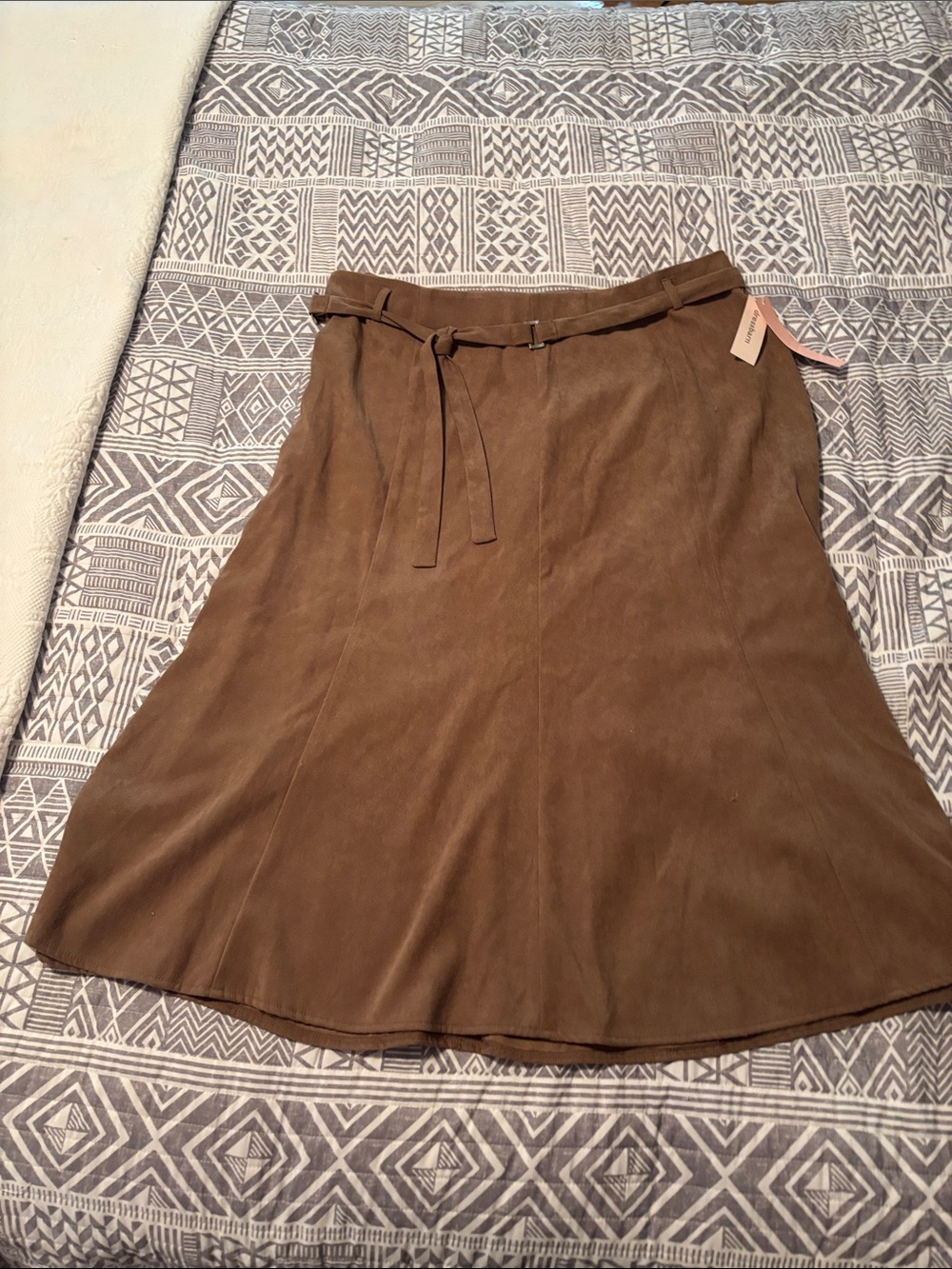 Dress Barn Brown A-Line Belted Skirt